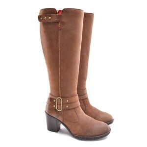 Born Nolah Brown Leather Buckle Zip Knee Boots 36.5 / 6